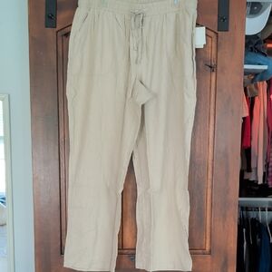 Cato Women's Drawstring Linen-Blend Trousers - Beige